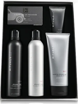Immagine prodotto di Rituals Homme Large Giftset Scrub viso 70ml/1x Profumo auto 3gr/Gel doccia 200ml/Schiuma doccia Homme 200ml/Schiuma doccia sport 200ml 673 ml