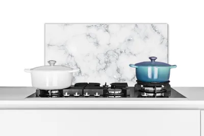 Obrázok produktu pre MuchoWow® Splashback Kuchyňa - Kuchynský backsplash - Ochrana steny pre sporák a drez Mramor - biely - strieborný - trblietky - mramorový vzhľad -