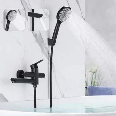 Immagine prodotto di ZMH miscelatore da bagno nero con 3 funzioni doccia a mano set classico rubinetti per vasca da bagno bagno