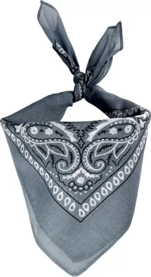 Produktbild von Bandana Tuch Paisley Muster 02 grau weiß quadratisches Kopftuch