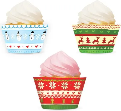 Produktbild von 12 Muffin Wraps für Weihnachts Cupcakes