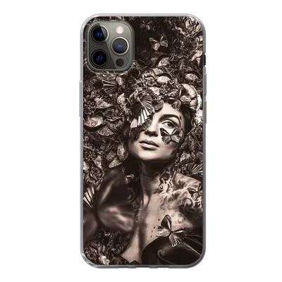 Produktbild von MuchoWow® Handyhülle Schutzhülle Hülle für iPhone 12 Pro Max Frau - Tiere - Pflanzen Silikon Softcase Handy Hülle - Hartschale