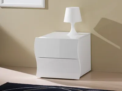 Obrázok produktu pre Nachtkommode >Onda< in Weiß/Hochglanz - 50x41x40cm (BxHxT)