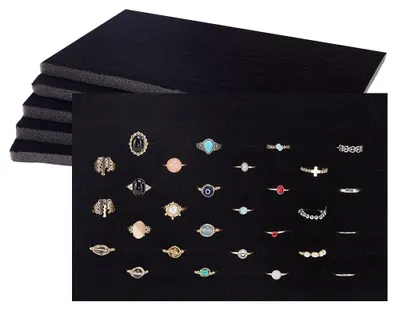 Ring-Organizer 6er Set, Samt, 100 Fächer, 28,5x18x1,2 cm