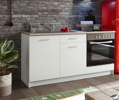 Produktbild von Küchenzeile >Wow < in Weiß matt - 160x85x60 (BxHxT)