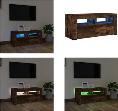 Produktbild von vidaXL TV Schrank mit LED Leuchten Räuchereiche 90x35x40 cm - TV-Schrank - TV-Schränke - TV-Ständer - Medienschrank
