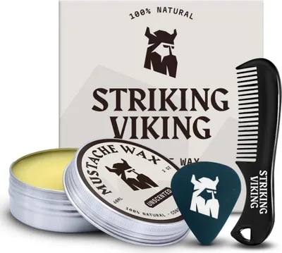 Productafbeelding van Wenkbrauw- en baardwax in Vikingstijl met klein kammetje, stylingwax voor wenkbrauwen en baarden met medium hold, met bijenwas en sheaboter, 59 ml, ongeparfumeerd