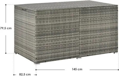 Produktbild von Juskys Polyrattan Auflagenbox Ikaria 950 L – Deckel mit Hubautomatik & Innenplane – Garten Kissenbox für Balkon & Terrasse – Gartenbox grau-meliert