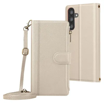 Immagine prodotto di Avizar, custodia a libro per Galaxy A56 con cerniera e tracolla, beige