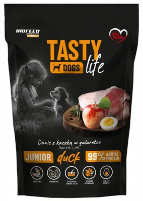 Obrázek produktu pro BIOFEED Tasty dog life junior kachna 90% sáček 500g