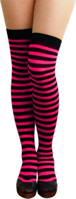 Produktbild von Oblique Unique Ringel Strumpfhose Overknee geringelt gestreift - schwarz pink