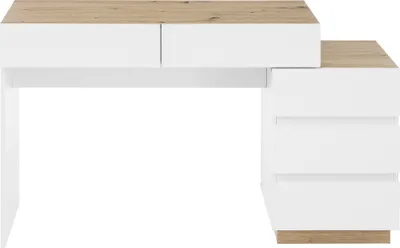Produktbild von Flieks Schminktisch mit Schrank, Schminktish mit Schubladen, Kosmetiktisch Schminkkommode mit 5 Schubladen, Frisiertisch Frisierkommode, Weiß