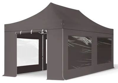 Produktbild von TOOLPORT 3x6m Aluminium Faltpavillon, inkl. 4 Seitenteile, dunkelgrau