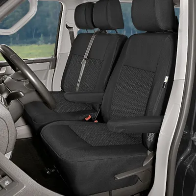 Produktbild von VW Transporter T6 ab 2015 Maßgeschneiderte Sitzbezüge Sitzschoner Fahrersitzbezug Doppelbankbezug
