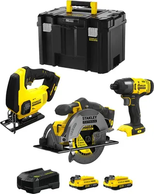 Zdjęcie produktu dla Zestaw STANLEY FatMax SVK304 (SFMCS600 + SFMCS500 + SFMCF800 + 2 x 2,0 Ah + ładowarka + TSTAK VI)