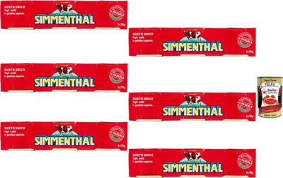 Produktbild von Simmenthal Rindfleisch in pflanzlicher Gelatine 6x 3x70g Vorratspack – italienische Rindfleischwürfel für Salate & Snacks + Italian Gourmet polpa