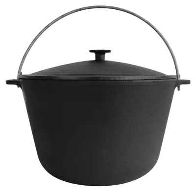Produktbild von 8L Kazan Schwenktopf Gusseisen Kasan mit Deckel aus Gusseisen Campingtopf Kessel
