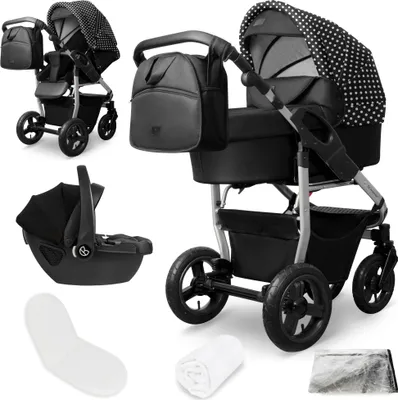 Produktbild von Bergsteiger Capri Kombikinderwagen 3-in-1 – Babywanne, Sportsitz & i-Size Babyschale, Luftreifen, Federung, höhenverstellbarer Griff, faltbar, Zubehör