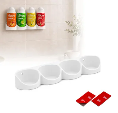 Produktbild von Printari Wandhalterung passend für More Zerup Flaschen, More Zerup Flaschenhalter für 4 Sirupflaschen, Wandregal und Sirup Organizer für Küche und Schrank, mit 3M Klebepads, auch für ESN, weiß