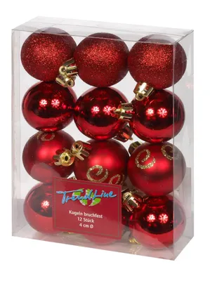 Produktbild von TrendLine Weihnachtskugeln bruchfest, langlebig Ø 4 cm rot 12 Stück