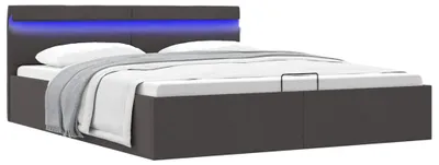 Obrázek produktu pro vidaXL Úložná postel Hydraulic s LED diodami Tmavě šedá tkanina 160×200 cm