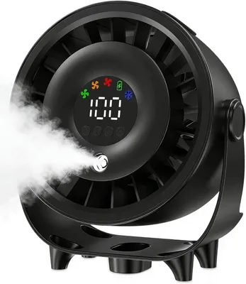 Produktbild von Mini Ventilator mit Wassernebel USB, tragbarer Luftbefeuchter, leise 4000mAh Akku, für Schlafzimmer, Büro, Reisen & Sommer Kühlung