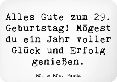 Produktbild von Mr. & Mrs. Panda Kühlschrankmagnet Spruch 29. Geburtstag - Weiß - Geschenk, Erinnerungen, haftmagnet, feiern, magnet, Freude schenken, Wünsche zum, Alter, büromagnet