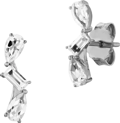 Produktbild von cai Ohrringe 925/- Sterling Silber 1,45cm Silbergrau Weißtopas weiß 132220556-1