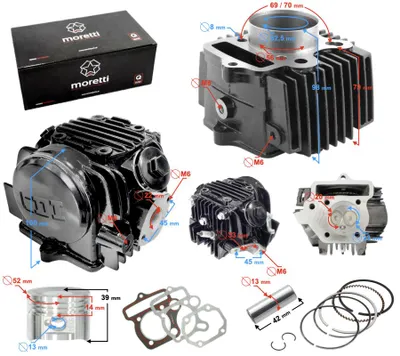 Produktbild von BTS Zylinder und Zylinderkopf für 4T 125cc 154FMI Moped