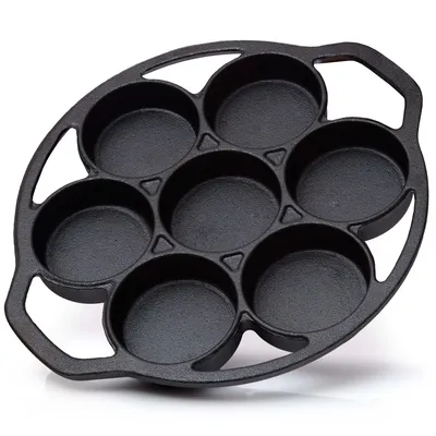 Produktbild von BBQ-Nerd 6er Muffinbackform aus Gusseisen - Cupcake Pan für Grill, Ofen & Dutch Oven - Antihaft Muffinförmchen - Gusseiserne Muffinform mit Henkel