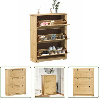 Productafbeelding van De Living Store schoenenkast Corona, 99x32x124,5 cm, massief grenenhout