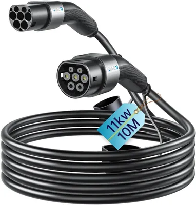 Obrázek produktu pro Nabíjecí kabel typu 2, kabel pro elektromobily typu 2 na typ 2, nabíjecí kabel pro elektromobily a plug-in hybridní vozidla (EV/PHEV) dle normy IEC 62196, kabel pro rychlé nabíjení s transportní taškou (11 kW, 10 metrů)