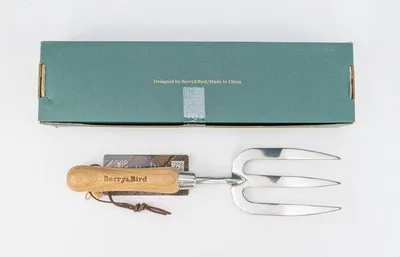 Produktbild von Famanu Gartenfork 31,2 cm - Ergonomische Gartenhandfork mit Eschenholzgriff für Unkrautjäten, Pflanzen und Kultivieren