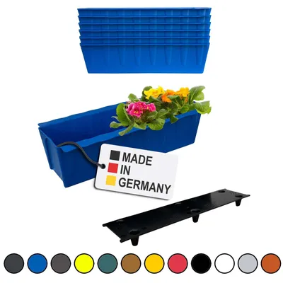 Image de BURI 6 inserts de jardinières pour palettes Euro avec tapis d'arrosage | 37,3cm bleu | Jardinière pour palette Euro | Balconnière | Pot de fleurs | en plastique solide | Germany