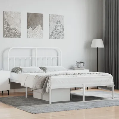 Produktbild von The Living Store Bettgestell mit Kopfteil Metall Weiß 140x200 cm