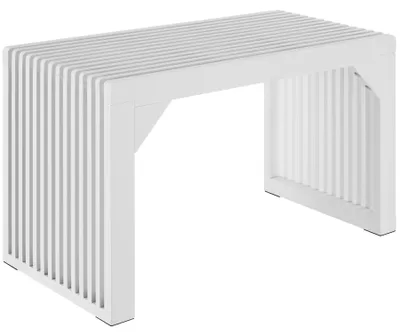 Produktbild von tectake® Sitzbank, 73x35x43cm, Lamellenoptik, Winkelverstärkung, Filzgleiter, 350 kg Belastbarkeit, in weiß