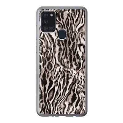 Produktbild von MuchoWow® Handyhülle Schutzhülle Hülle für Samsung Galaxy A21s Pantherdruck - Formen - Schwarz - Braun Silikon Softcase Handy Hülle - Hartschale