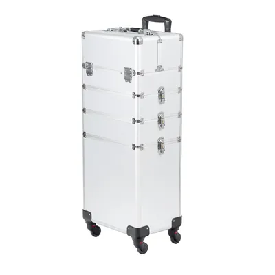 Produktbild von Kosmetikkoffer Trolley Silber 4-teilig Schminkkoffer Aluminium abschließbar