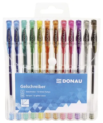 Zdjęcie produktu dla DONAU 5110100-99 Długopis żelowy - 12 kolorów z brokatem, etui