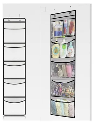 Produktbild von Hängeregal mit 5 Netztaschen, Multifunktionale Hängeaufbewahrung für Tür, Schlafzimmer, Kinderzimmer und Badezimmer
