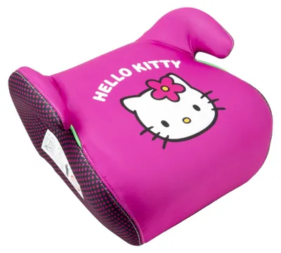 Immagine prodotto di Seggiolino per bambini Hello Kitty. Nuova omologazione europea I-size R129/03. Rivestimento sfoderabile lungo 3 cm. Per bambini e bambine di altezza compresa tra 125 e 150 cm.
