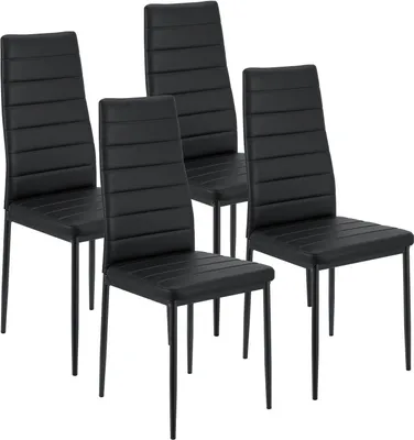 Produktbild von FCH Esszimmerstuhl (4 St), Küchenstuhl mit hoher Rückenlehne, Kunstleder, Metallbeine,Schwarz