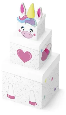 Produktbild von Clairefontaine Geschenkboxen-Set "Einhorn 2" 3-teilig aus Pappe