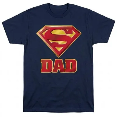 Image de T-shirt "Super Dad" Superman, pour hommes et femmes, modèle unie (TV38749) (Taille XL) (Bleu marine)