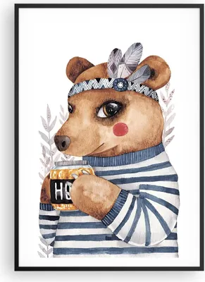 Produktbild von Gerahmtes Poster - Schwarzer Rahmen - Anthropomorphisierung Bär Kinder - 70x100 cm - Wand Bild - Wanddeko - Wandbilder - Kunstposter - Wandposter - Bilderrahmen - Bilder - P2BPA70x100-4367