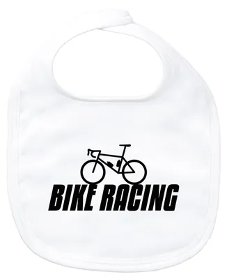 Produktbild von Huuraa Baby Lätzchen Bike Racing Fahrrad White Klettverschluss  Baumwolle Latz Geschenkidee