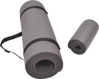 Image de Tapis de yoga épais et très dense avec protection pour les genoux et sangle de transport, gris