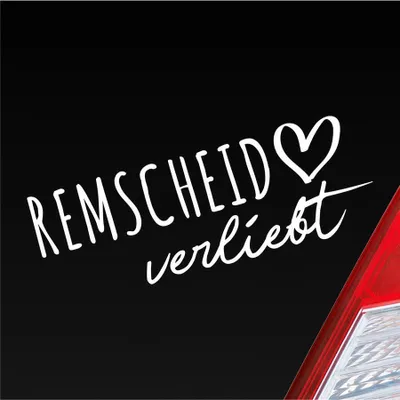 Produktbild von Auto Aufkleber Remscheid verliebt Herz Stadt Heimat Liebe Car 19x7 cm Weiss Matt Sticker Heckscheibenaufkleber