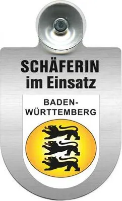 Produktbild von Einsatzschild Windschutzscheibe incl. Saugnapf - Schäferin im Einsatz - 309459 - incl. Regionen nach Wahl Color - Region Baden-Württemberg