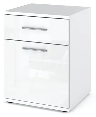 Produktbild von Nachttisch „OLA“ 1D1S Mattweiß / Glänzend Weiß